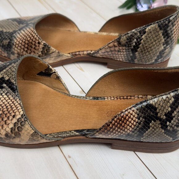 Madewell Marisa Embossed Snakeskin Leather d’Orsay Flats - Neutral - Size 9 - Picture 7 of 13